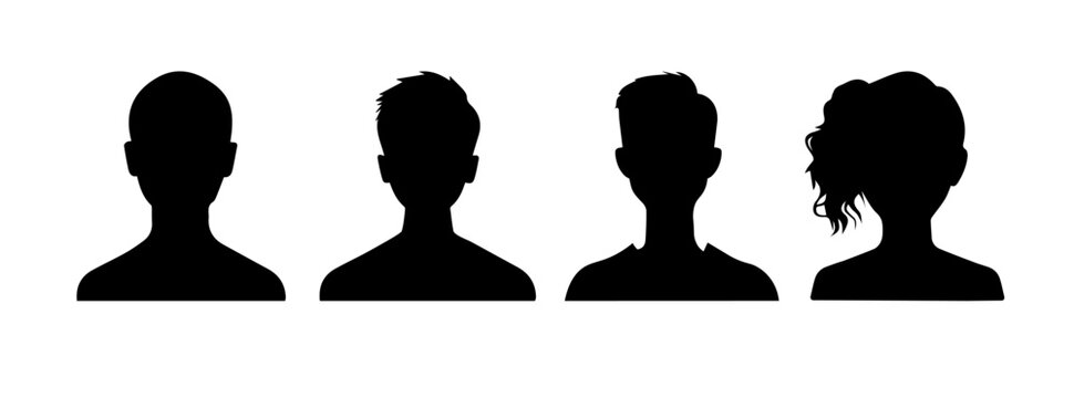 Avatar female male icon silhouette. Head profile user face anonymous person portrait illustration. Avatar circle icon vector icon.