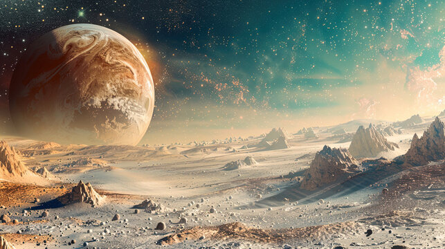 Background of Space Landscape in 3D Rendering