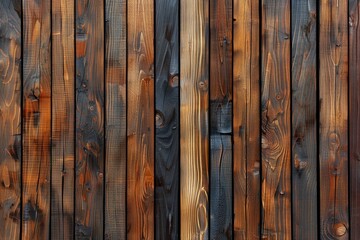 Brown wooden acoustic panels with a wood background. Generative Ai