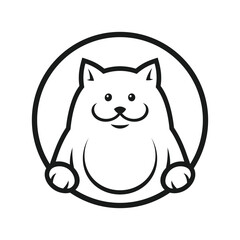 Cute Cat Silhouette In Circle - cut out vector icon