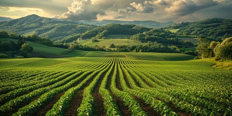 Farm fields: organic farming methods in large copy space. Generative Ai