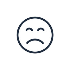 Simple sad face emoticon illustration. Regret disappointment melancholy client expression icon.