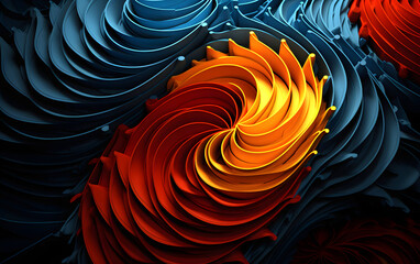 volumetric brightly colored chaotic abstract waves. abstract background geometric texture