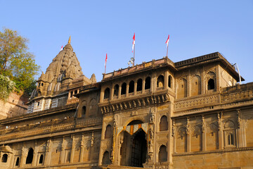 24 Feb 2024, Exterior View of the scenic tourist place Maheshwar fort or Ahilya fort in Madhaya...