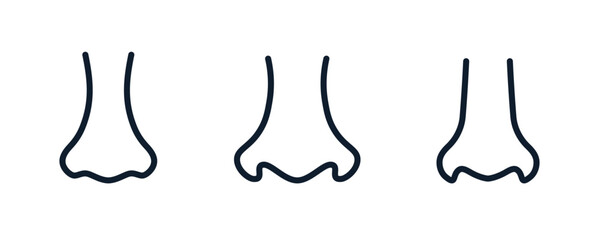 Nose line icon vector illustration. Nose smell human cartoon line icon. - obrazy, fototapety, plakaty