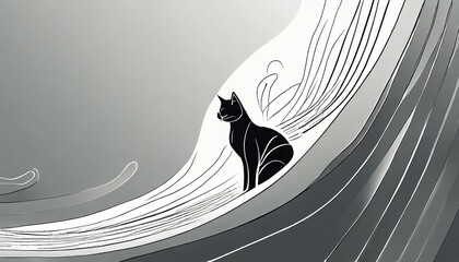 a white simple abstract background with a cat in the light bottom corner