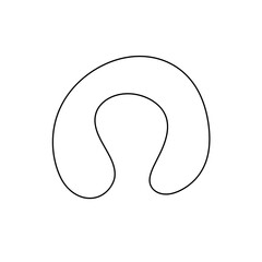 A white pillow with a curved neck. It is a simple design with no other details