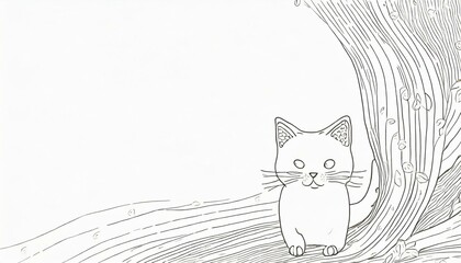 a white simple abstract background with a cat in the light bottom corner