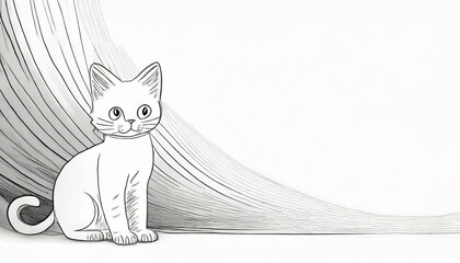 a white simple abstract background with a cat in the light bottom corner