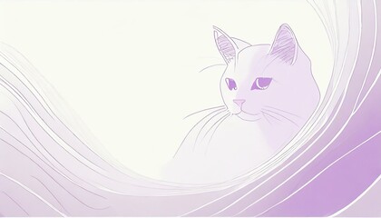 a white simple abstract background with a cat in the light bottom corner