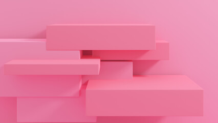 3D rendering abstract pink shape podium Perfect platforms for showing your beauty products on pink background
