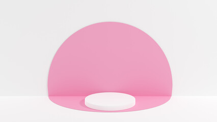3D rendering abstract white and pink shape podium Perfect platforms for showing your beauty products on white background