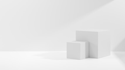 3D rendering abstract white shape podium Perfect platforms for showing your beauty products on white background