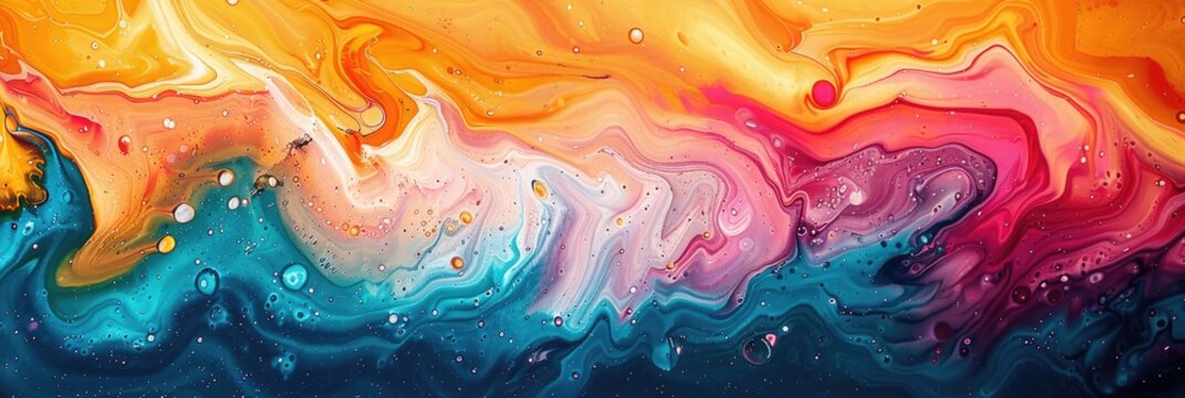 Waves painted with acrylic paint that has been marbled. Generative Ai