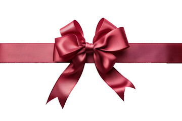 red ribbon and bow isolated on transparent background With clipping path. cut out. 3d render