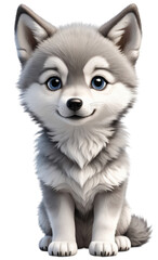 Obraz premium cute baby wolf isolated on white background