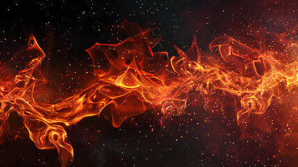A long red flame with a black background. The flame is very long and it is surrounded by a lot of sparks