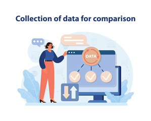 Obraz na płótnie Canvas Data Collection for Benchmarking Vector. A professional prepares data for benchmarking.