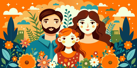 Obraz na płótnie Canvas Blooming Together: A Family Portrait (International Day of Families - May 15th, National Grandparents' Day - Second Sunday in September (US), father's day - June 16