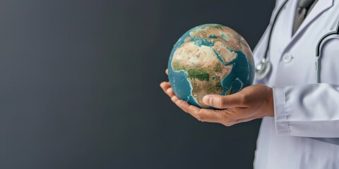 doctor hand holding earth globe with copy space 