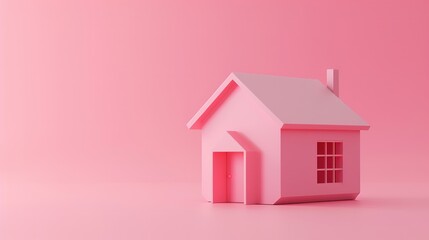 Pink House plan icon isolated on pink background. Minimalism concept. 3d illustration 3D render  ,Generative ai,  - obrazy, fototapety, plakaty