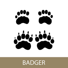 Trace of forest animal European badger, Eurasian badger footprint, vector illustration © serz72