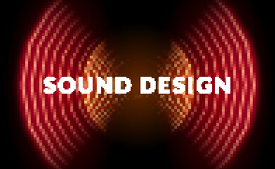 Dynamic Sound Wave Visualization Sound Design vector illustration red wave neon spectrum.