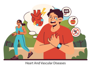 Cardiovascular Health Alert. Flat vector illustration.
