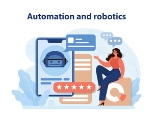 Automation and Robotics. A modern retail landscape with robotics.