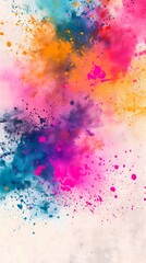 Obraz premium Holi festival celebration invitation template, colors, chalk, splash, background