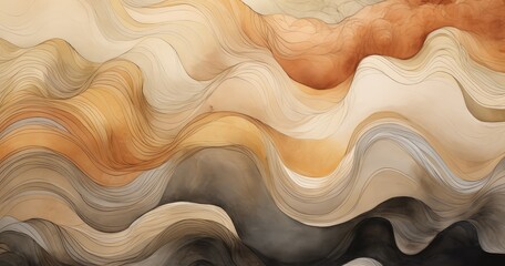 organic beige wave illustration background - obrazy, fototapety, plakaty
