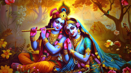 Lord Krishna and radha creative concept
