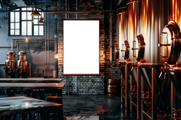 Vertical frame mockup in dark brewery bar interior