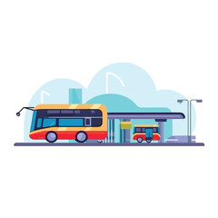 Bus station icon vector element design template car