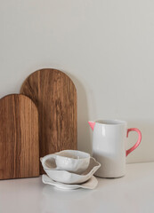 Kitchen interior is a still life in a minimalist style. Eco lifestyle concept