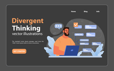 Divergent thinking concept. Flat vector illustration