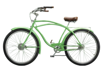 Gordijnen bicycle green theme bike retro white elements city isolated 3d background illustration render rental cycle vintage rent racing © akk png