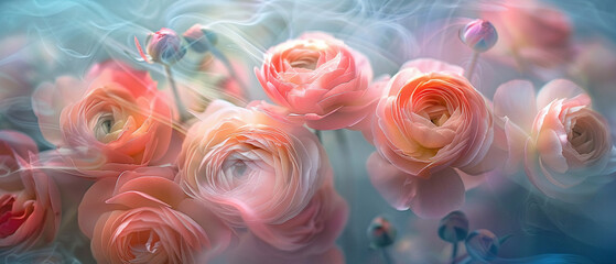 Elegant floral abstract, soft blooms, artistic blur