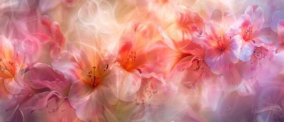 Elegant floral abstract, soft blooms, artistic blur - obrazy, fototapety, plakaty