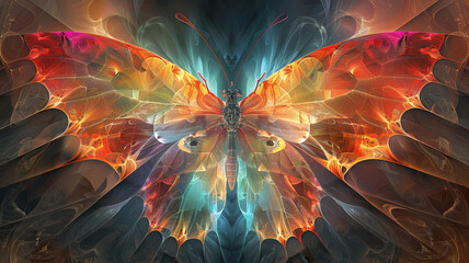 Obraz premium Elegant abstract butterfly wings, delicate and vibrant