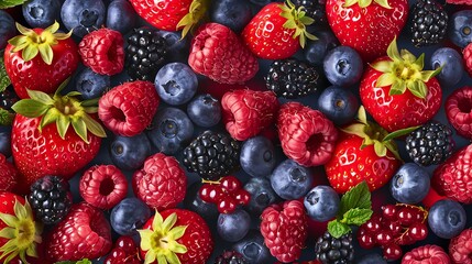 Fototapeta premium Mixed fresh berries background