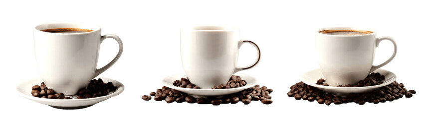 set of coffee cups isolated on transparent background