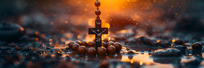  A Soldier's Rosary Prayer for Peace in a Chaotic,
The bible verse good Friday in the style of dark purple - obrazy, fototapety, plakaty