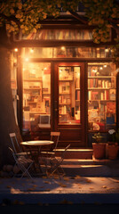 Fototapeta na wymiar AR bookshop, interactive book covers, closeup, cozy afternoon warmth , photographic style