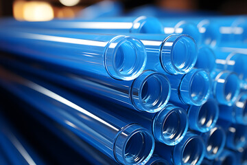 industrial products from colored plastic and rubber hoses and pipes - obrazy, fototapety, plakaty