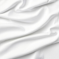White satin background,rippled white silk fabric with soft waves.