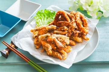 真イカと甘えびのからあげ