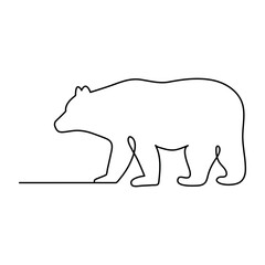 Bear   continuous one line drawing of outline vector illustration

