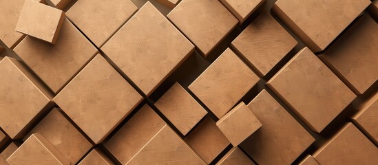 Many brown cardboard boxes with space for text. - obrazy, fototapety, plakaty