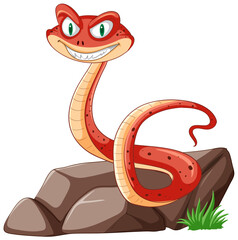 Vector illustration of a smiling red snake.